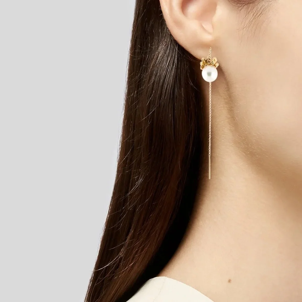 Tasaki 18K Pearl Drop Earrings in original box NEW